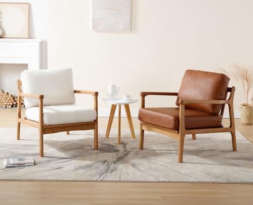 Fauteuil cuir PU marron moderne cadre bois Chairus