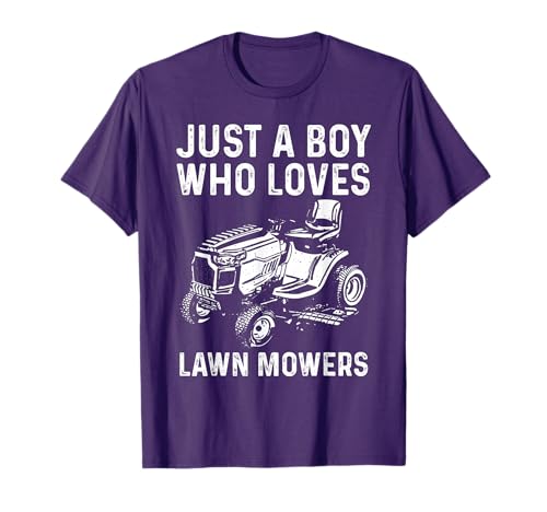 Funny Lawn Mower For Boys Kids Gardening Landscaping Tractor T-Shirt