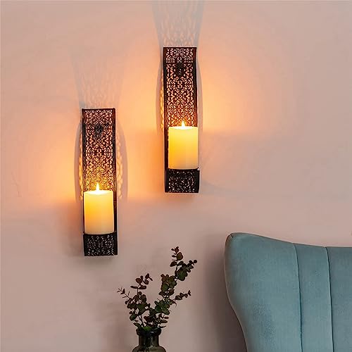 Candelabro de pared triple tipo estantería aplique para velas de pilar 3