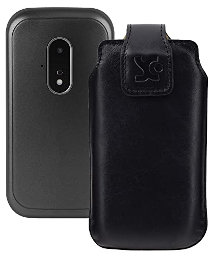 Étui en cuir Doro 6820 d'origine Suncase noir une housse de haute qualité
