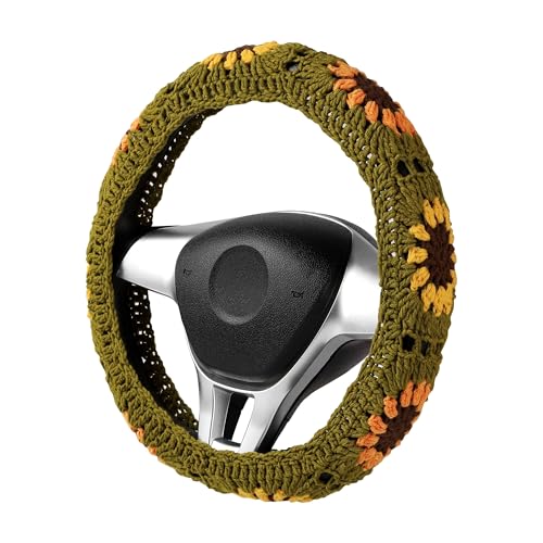 Crochet Steering Wheel Cover Set, Cute Car...