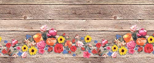 Homelife Alfombra Vinílica de Cocina Lavable y Antideslizante Alfombra Rectangular de PVC Antimanchas, Interior y Exterior | Alfombra Pasillera con Bouquet de Flores (52x180 cm)