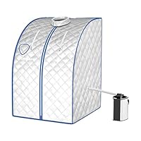 GOPLUS Mini-stoomsauna, mobiele thuissauna, warmtecabine, 1000 W stomer, instelbare temperatuur, timer tot 90 min., met afstandsbediening, incl. klapstoel en voetmassageroller (zilver