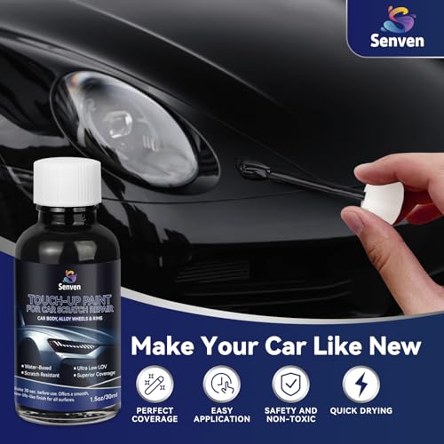 Image of Car Black Paint Touch Up Cars Scratch Repair for Vehicles, Rim High-Gloss Black Paint Pen 30ML Quick Drying Automotive Scratch Repair, Non-toxic 1.5 oz Easy to Use