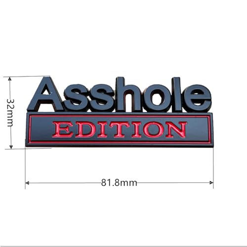 Image of Pair Set Asshole Edition Badge 3D Emblem Fit for Car Truck SUV Side Rear Front Hood Trunk Door Decal Sticker (Black Red)