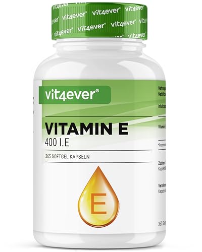 Vitamina E 400 U.I. natural - 365 cápsulas blandas - premium: vitamina E natural de girasol - suministro para 12 meses - dosis alta