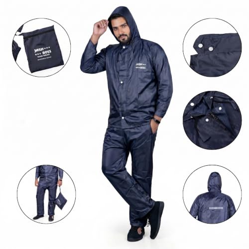 Image of Vogaan Rain Coat for Men Waterproof Rain coat Set for Women with Reflective Trim-Windproof Jacket & Pants Suit with Hood, Pockets & Breathable, Durable Fabric for Outdoor, Travel, Bike & Trekking Use
