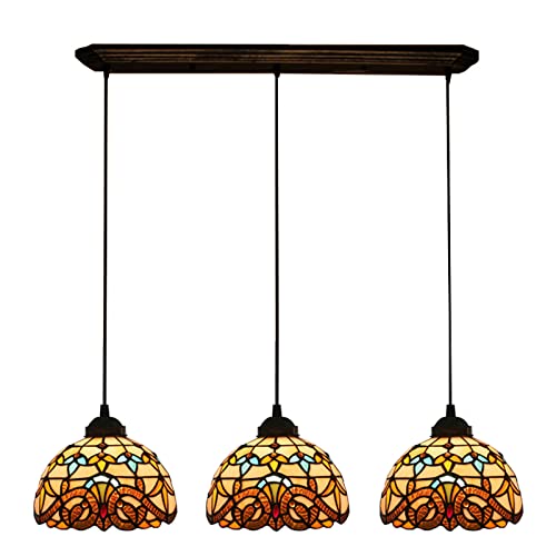 Lustre baroque en vitrail artisanal, luminaire suspendu d'exception