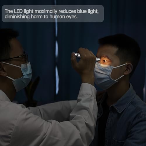 RISEMART Pupillenleuchte Diagnostikleuchte, 2 Stück Pupillenleuchte Medizin Rettungsdienst Zubehör mit Warmes/Weiß Licht, Pupillenmessgerät und Lineal für Krankenschwester Studentische Nurse Ärzte