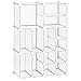 SONGMICS Cube Storage, Plastic Closet Organizer Unit, Space Saving Shelving Unit, Large and Small Style Design for Closet, Living Room, Clothes, Toys, 24.8 L x 12.2 W x 36.6 H Inches White ULPC601W