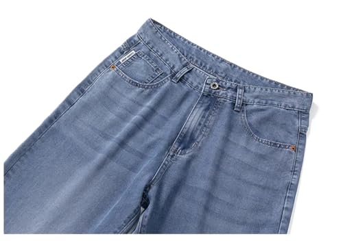 Men's Loose Jeans Multi-Pocket Blue Straight Pants Thin Mid-Waist Vintage Jeans3
