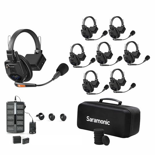 Saramonic WiTalk9-7S 7-Person 1.9GHz Full-Duplex Wireless Intercom System with 500m Range, expandable to 30 Users, 14 Batteries, 10-Bay Charger & Deluxe Case