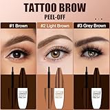 Peel Off Tattoo Eyebrow Gel, Brown Eyebrow Tint Kit, Waterproof Long-lasting Brow Tint Colours, Semi-Permanent EyebrowDye, Lasts up to 3 Days, EyebrowStain for All Brow Shapes (Light Brown) - Image 2