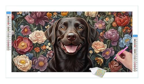Diamond Painting Chien Fleurs pour Décoration Maison et Chambre Murale