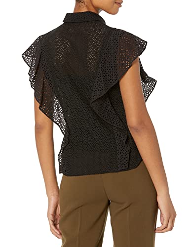 Theory Womens Bd Ruffle Top C.nova Blouse, Black, Medium Us #TOP1