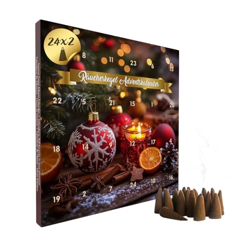 LUXflair Räucherkegel Adventskalender - 24 Winterdüfte, 48 Kegel, handgefertigt, natürliche