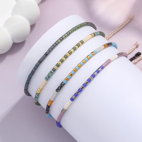 Image of KELITCH Boho Women Crystal Shell Beaded Friendship Bracelets Handmade Strand Bracelet Bangles Jewelry