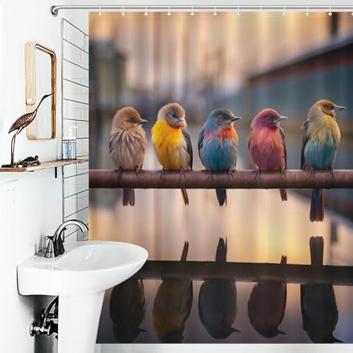 Rideau de douche oiseau séchage rapide et lavable en machine - 6