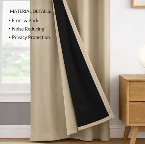 Image of 100% Blackout Curtains for Window- 4 Feet (Pack of 1) | Black Back Coated Fabric |Heat & Noise Insulation | Eyelet Curtains for Living Room & Bedroom |Mocha