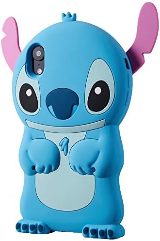 Allsky Case for iPhone XR 6.1",Cartoon Soft Silicone Cute 3D Fun Cool Cover,Kawaii Unique Kids Girls Teens Animal Character Rubber Skin Shockproof Funny Protective Cases for iPhoneXR Blue Stitch