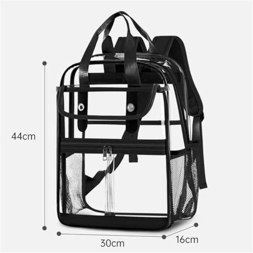 Clear Backpack Heavy Duty PVC Material, Clear Backpack Heavy Duty Stadium Approved Transparent Large Plastic (Black)2