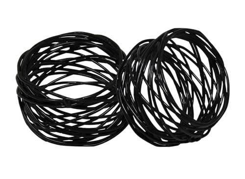 Image of SKAVIJ Handmade Twisted Wire Mesh Napkin Rings Holders Decor Dinner Party Wedding Thanksgiving Christmas Gathering (Black 12pcs)