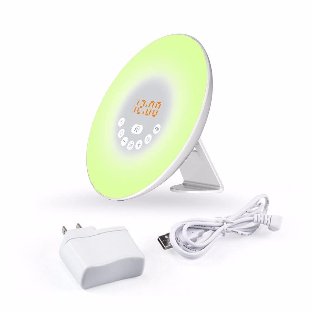 UBERSWEET® EU plugLED Display Digital Alarm Clock Simulated Sunrise Sunset Wake Up Light Touch Sensor Night Light Bedside Lamp