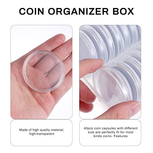 Set de 40 cápsulas plásticas para monedas con caja miniatura 4