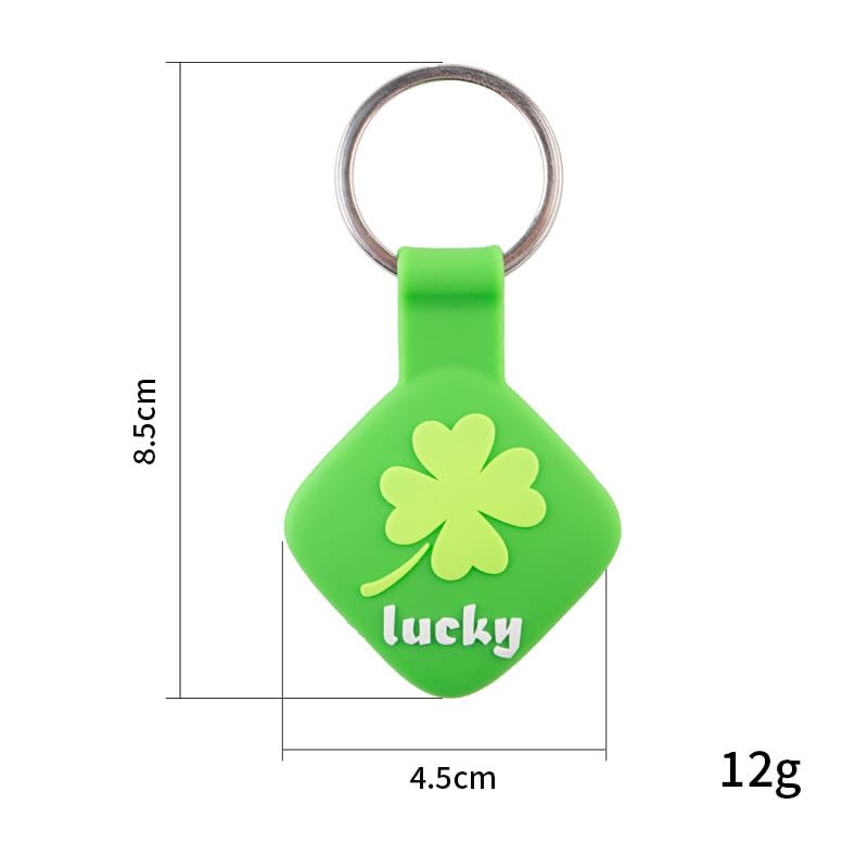 MC Fashion 3 Pack AirTag Holder for AirTag, Luminous Lucky Clover Soft Silicone Cover with Key Ring [Luminous Blue+Green+Turquoise] - image 4