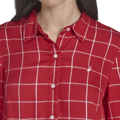 Image of Nautica Women's Button Front Long Sleeve Roll Tab Shirt