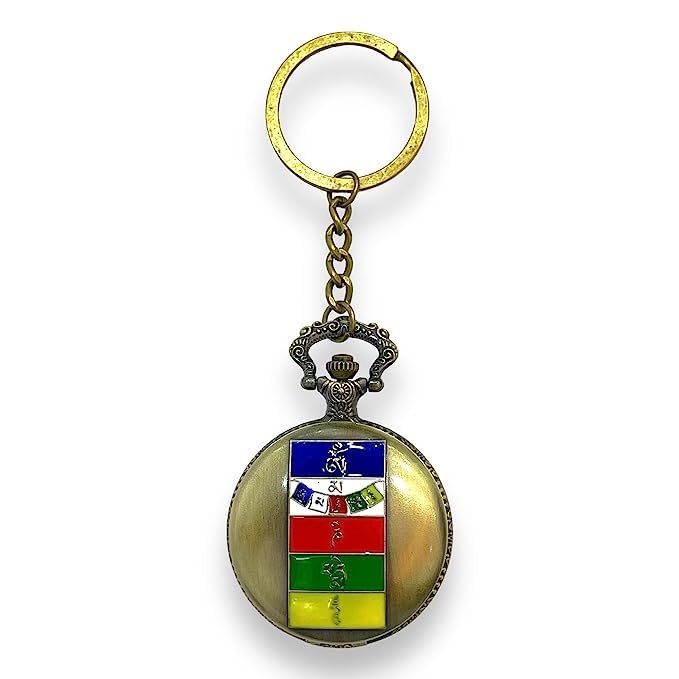 Image of Blue Aura Premium Pocket Watch Metal Keychain Retro Vintage for Gifting with Key Ring Anti-Rust (BA-KWIC-7)