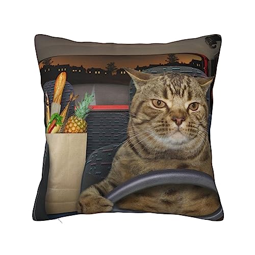 猫 猫柄 ねこ おもしろ クール クッションカバー 座布団カバー 隠しファスナー式 ふわふわ 北欧 おしゃれ 抗菌 防臭 四季兼用 丸洗い 吸水速乾 両面印刷