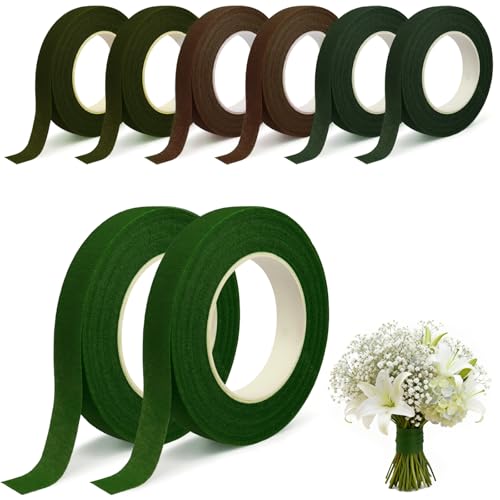 Floral Tape Flower for Bouquet Stem Wrapping Wedding, Mixed Color 8 Pack
