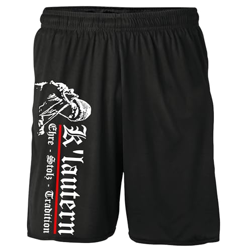 UGLYSHIRT Kaiserslautern Ehre & Stolz Shorts | K-Lautern Kurze Hose Sweatshorts Fanartikel Sport Stadt | M1 Schwarz (L)