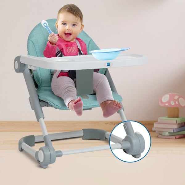 Mee Mee 2-in-1 Booster Seat and Baby Chair with 3-Height Adjustments with Removable Food Tray & Safety Belt, for Babies of 6 Months+ (Grey) 3