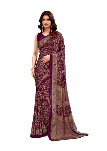 Jaanvi fashion Women’s Soft Crepe Silk Printed Saree with Unstitc...