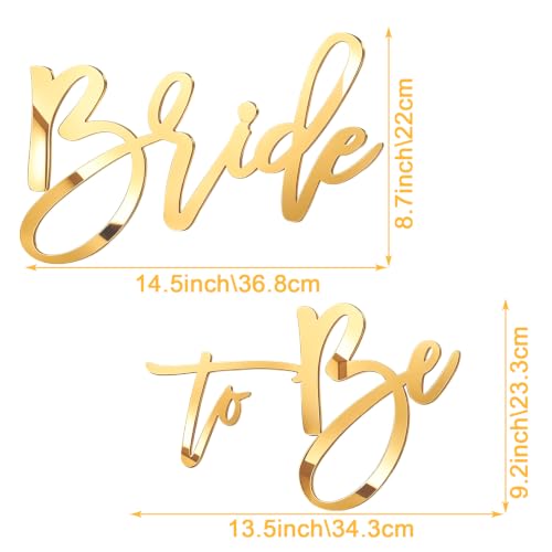 Image of Acrylic Bride to Be Sign, Mirrored Letters for Bridal Shower Backdrop Balloon Arch, Bachelorette Party Decorations, Bridal Engagement Wedding - Gold