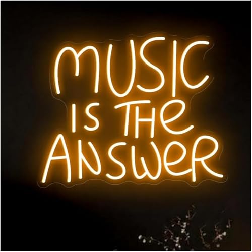 Enseigne au néon Music Is The Answer pour déco bar et salon style rétro