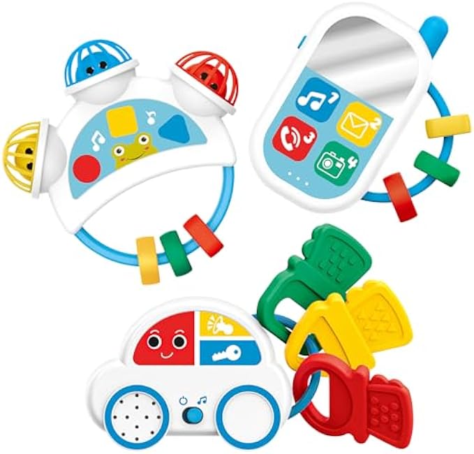 Baby Montessori Sensory Learning Toys with Sounds - Infant Toddlers Travel Activities Musical Teething Toys for Babies 0 3 6 9 12 18 Months - Newborn Shower Gifts for 1 2 3 Year Old Boys Girls