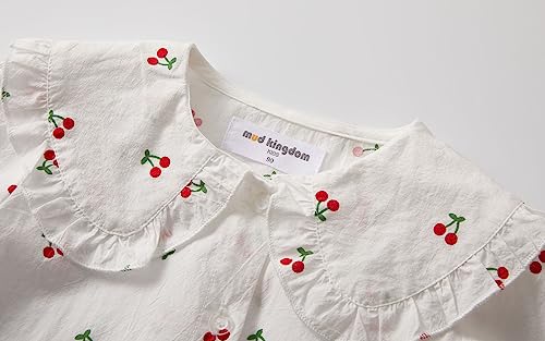Image of Mud Kingdom Girls Blouse Shirts Spring Fall Long Sleeve Button-Down Top Ruffle Collar