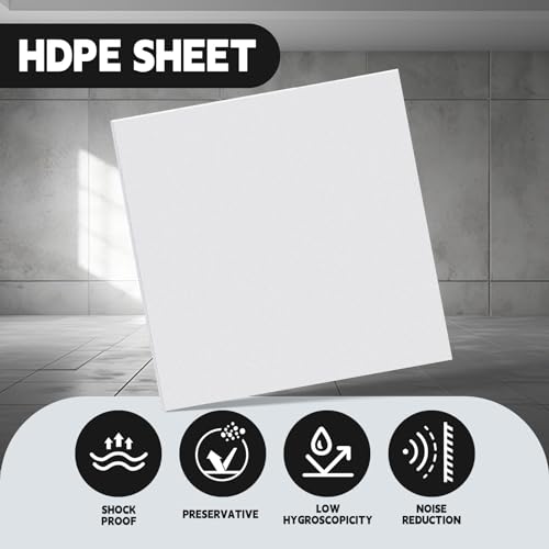 Image of Sasylvia 2 Pcs HDPE Sheet, HDPE Plastic Sheet Flexible High Density Polyethylene Board Solid Plastic Block for DIY Projects for Machining Home(White,1 /2 inchx12 inchx12 inch)