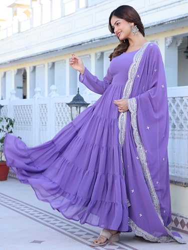 Image of Wedani Georgette Sequins Work Anarkali Kurta Set for Women