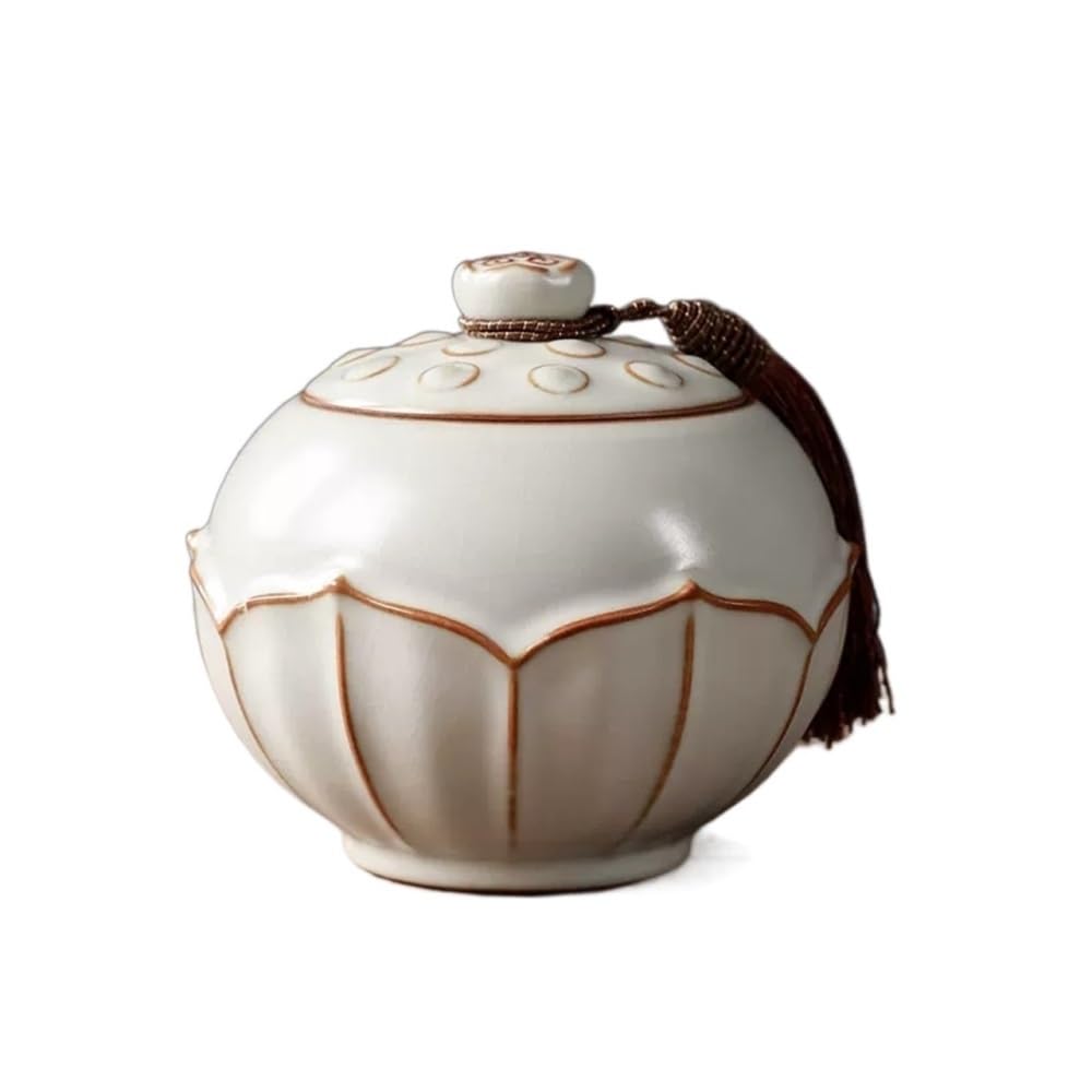 CHENGAIJIAN Tea Canister Retro Decorative Porcelain Tea Pot Ceramic with Lid(White,L)
