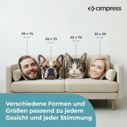 Cimpress Personalisiertes Fotokissen, Kissen in Hundegesichts-Form selbst gestalten, 38 × 40 cm, kleines Kissen mit eigenem Foto Bedruckt, lustige Geschenkidee zum Valentinstag oder Geburtstag
