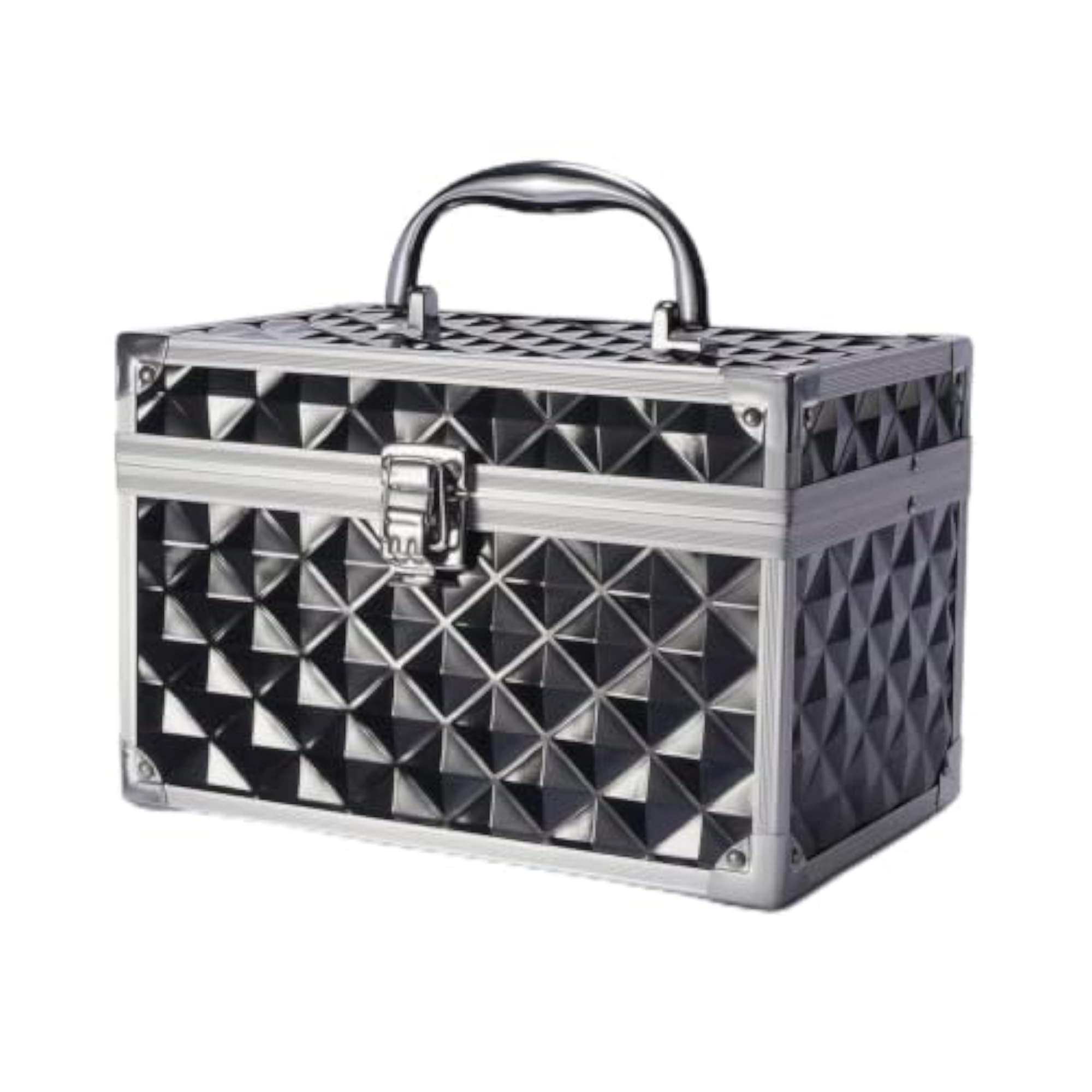 Hard-Sided Makeup Case with Mirror, Double-Layer Cosmetic Storage Box