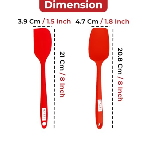 Image of HAZEL Silicone Spatula & Spoonula Set of 2 | 8 Inch Heat-Resistant & Non-Stick Kitchen Utensils for Baking, Cooking, Mixing & Scraping - Red