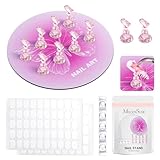 MelodySusie Nail Stand for Press Ons, Super Pink Metal Round With Butterfly Pattern Magnetic Base for Painting Display with Brush Holder And Reusable Double-Sided Tape for Home DIY Salon Supplies