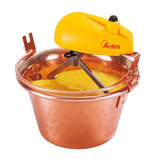 ARDES - AR24AM40 Paiolo In Rame Diametro 24cm Mescola Polenta Marmellata, Mescolatore con Motore Elettrico, Attacco a Baionetta Pulizia Facile, Girapolenta 2/4 Porzioni