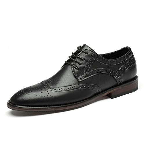 Zapatos Oxford de hombre en cuero con punta bruñida brogue y suela de goma resistente al desgaste
