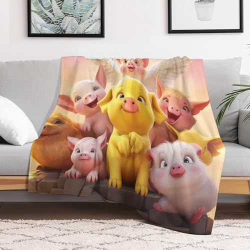 Couverture cochon mignon douce pour canapé lit facile à laver